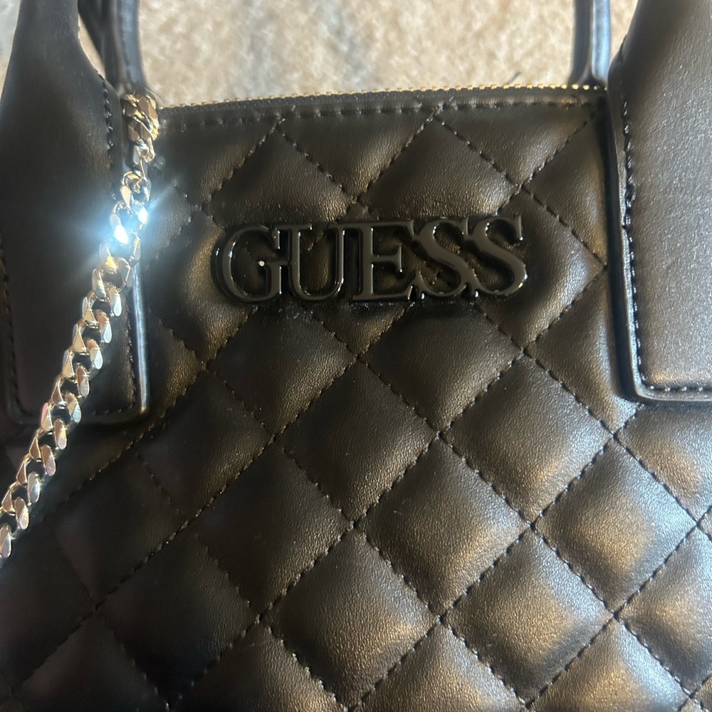 GUESS Quilted Black Satchel - Picture 2 of 16